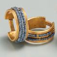 Beaded Penannular Earring, Gold, lapis-lazuli